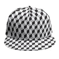 Grey Geometric Cube Shape Pattern Print Snapback Cap