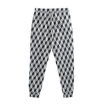 Grey Geometric Cube Shape Pattern Print Sweatpants