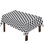 Grey Geometric Cube Shape Pattern Print Tablecloth