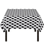 Grey Geometric Cube Shape Pattern Print Tablecloth