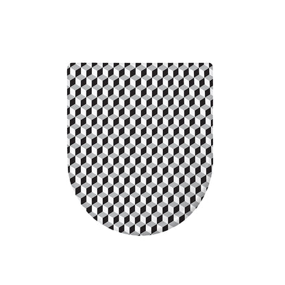 Grey Geometric Cube Shape Pattern Print Toilet Lid Cover