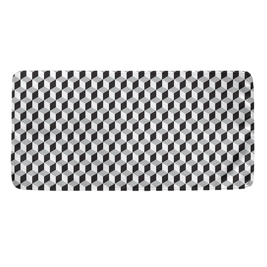 Grey Geometric Cube Shape Pattern Print Towel