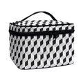 Grey Geometric Cube Shape Pattern Print Travel Makeup Bag