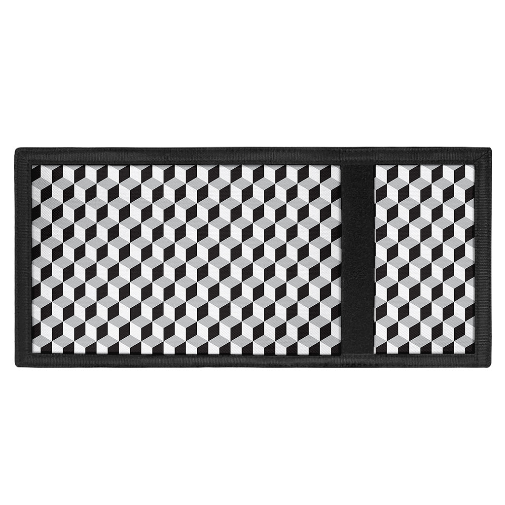 Grey Geometric Cube Shape Pattern Print Trifold Wallet