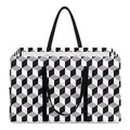 Grey Geometric Cube Shape Pattern Print Utility Tote Bag