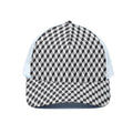 Grey Geometric Cube Shape Pattern Print White Mesh Trucker Hat