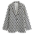 Grey Geometric Cube Shape Pattern Print Women's Blazer
