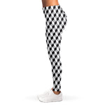 Grey Geometric Cube Shape Pattern Print Women's Leggings