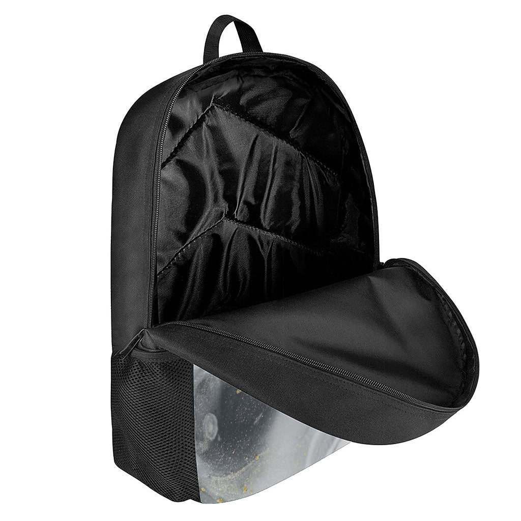 Grey Gold Liquid Marble Print 17 Inch Backpack