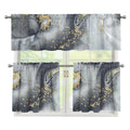 Grey Gold Liquid Marble Print 3 Piece Kitchen Curtains