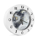Grey Gold Liquid Marble Print Alarm Clock