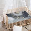 Grey Gold Liquid Marble Print Baby Crib Sheet