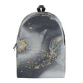 Grey Gold Liquid Marble Print School Backpack