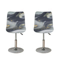 Grey Gold Liquid Marble Print Bar Stool Covers