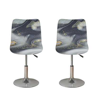 Grey Gold Liquid Marble Print Bar Stool Covers