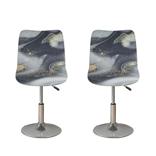 Grey Gold Liquid Marble Print Bar Stool Covers