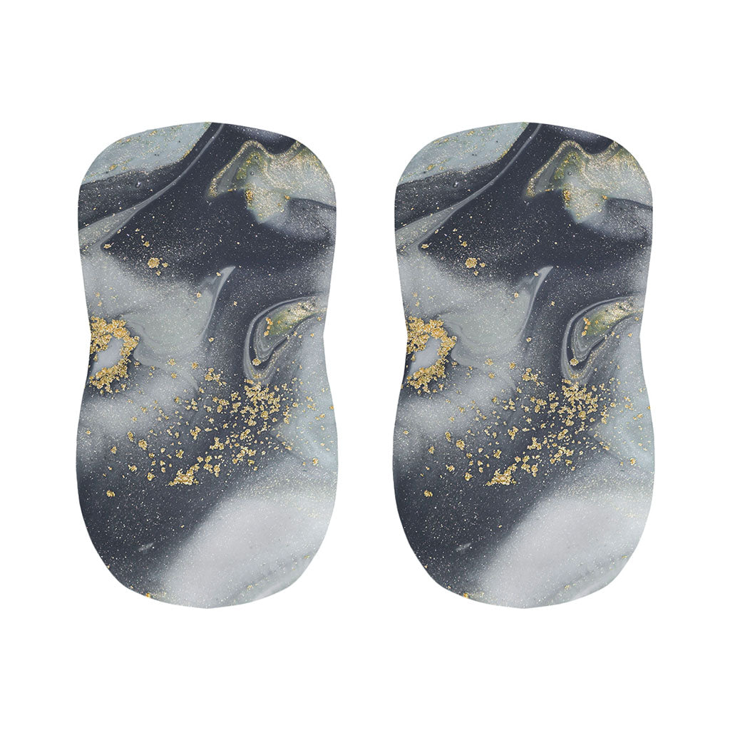 Grey Gold Liquid Marble Print Bar Stool Covers