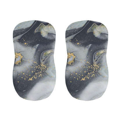 Grey Gold Liquid Marble Print Bar Stool Covers