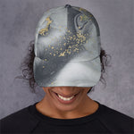Grey Gold Liquid Marble Print Baseball Cap