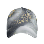 Grey Gold Liquid Marble Print Baseball Cap