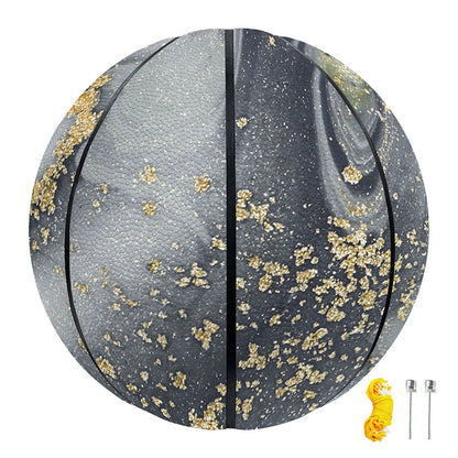 Grey Gold Liquid Marble Print Basketball