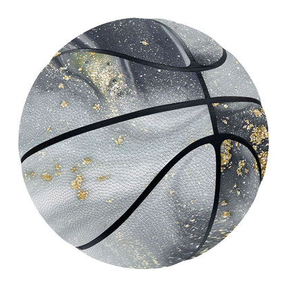 Grey Gold Liquid Marble Print Basketball