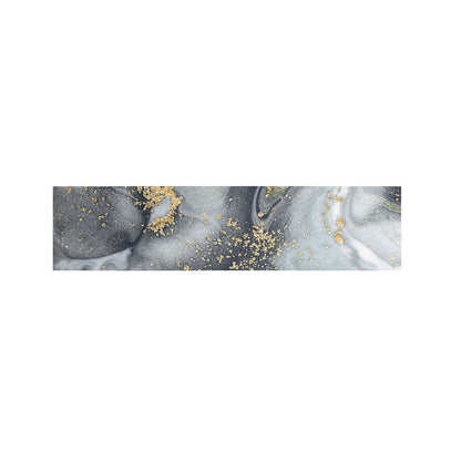 Grey Gold Liquid Marble Print Bed Runner