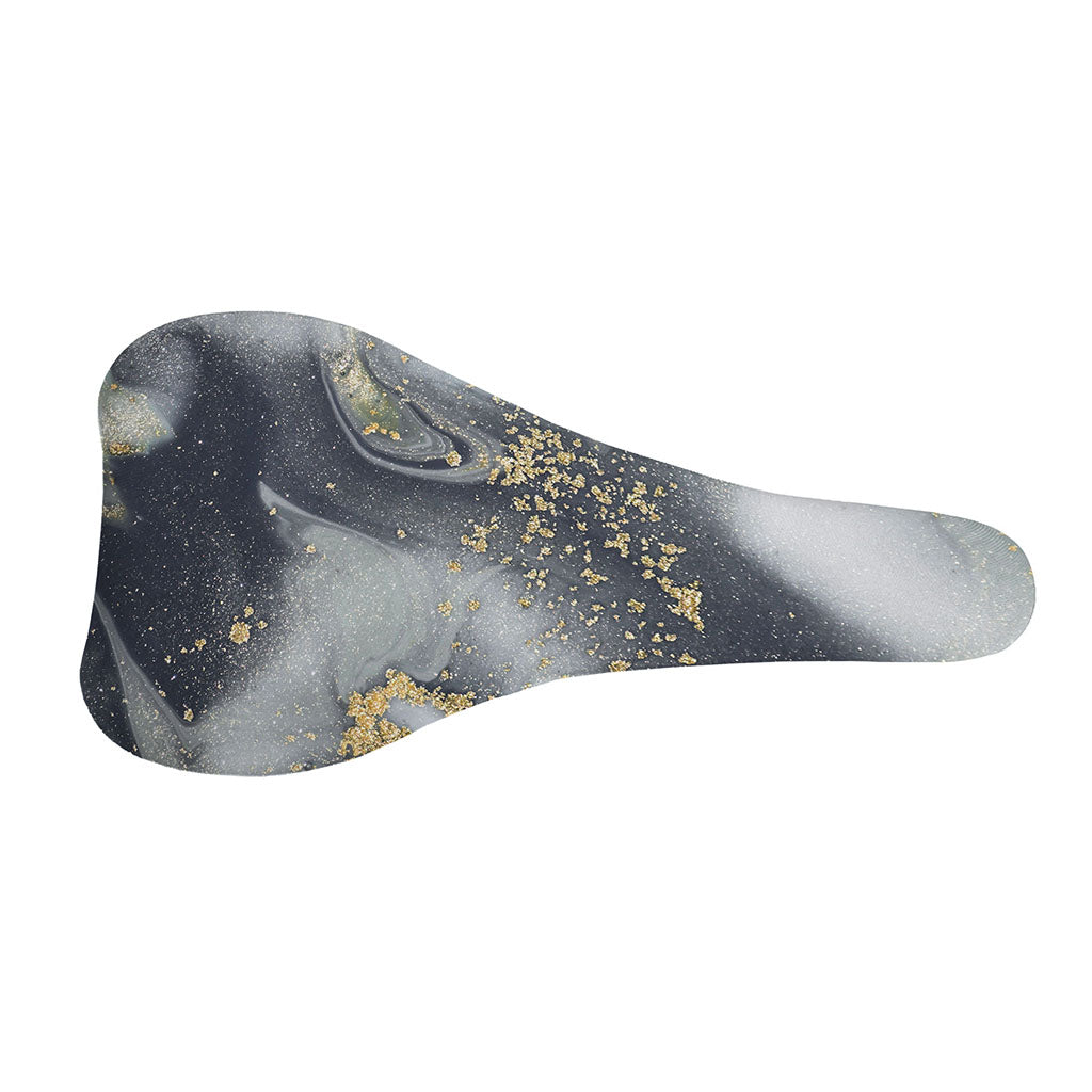 Grey Gold Liquid Marble Print Bicycle Seat Cover