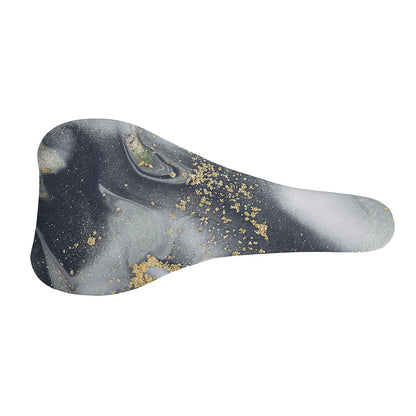 Grey Gold Liquid Marble Print Bicycle Seat Cover