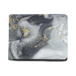 Grey Gold Liquid Marble Print Bifold Wallet