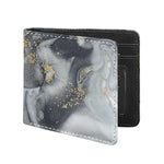 Grey Gold Liquid Marble Print Bifold Wallet