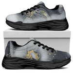 Grey Gold Liquid Marble Print Black Chunky Shoes