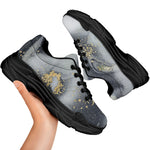 Grey Gold Liquid Marble Print Black Chunky Shoes