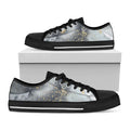 Grey Gold Liquid Marble Print Black Low Top Sneakers