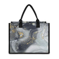 Grey Gold Liquid Marble Print Canvas Tote Bag