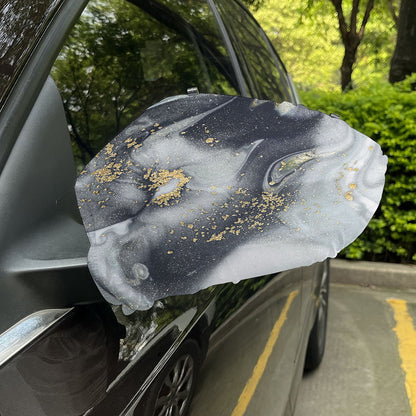 Grey Gold Liquid Marble Print Car Side Mirror Covers