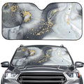 Grey Gold Liquid Marble Print Car Windshield Sun Shade