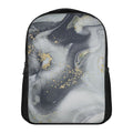 Grey Gold Liquid Marble Print Casual Backpack
