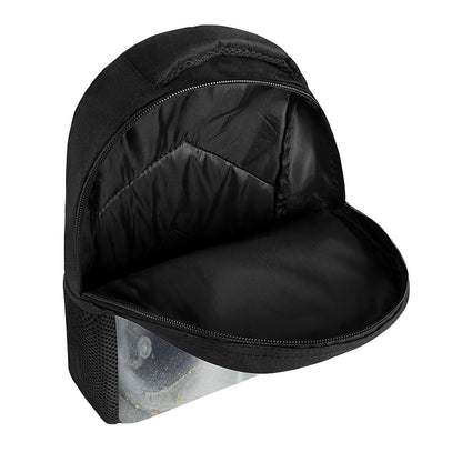 Grey Gold Liquid Marble Print Casual Backpack