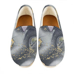 Grey Gold Liquid Marble Print Casual Shoes