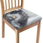 Grey Gold Liquid Marble Print Chair Cushion Cover