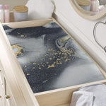 Grey Gold Liquid Marble Print Changing Pad Cover
