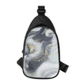 Grey Gold Liquid Marble Print Sling Bag