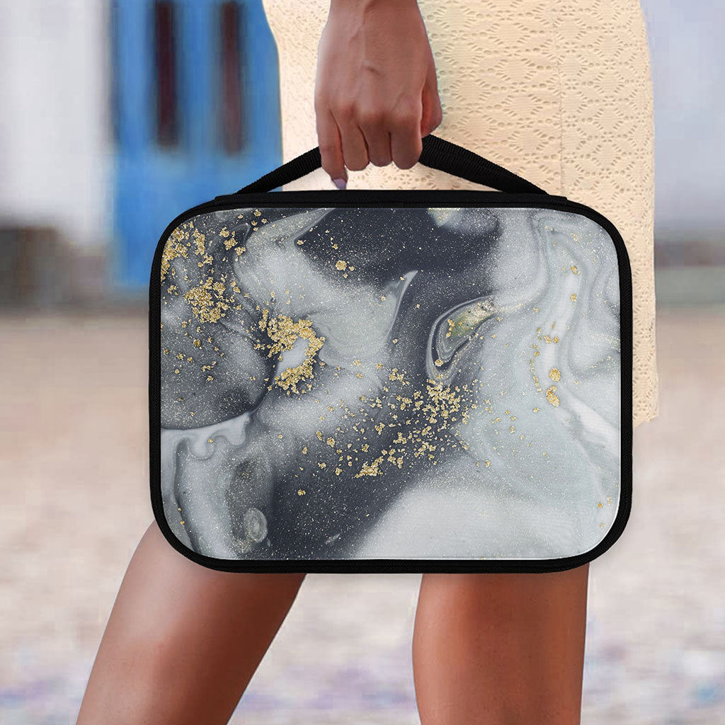Grey Gold Liquid Marble Print Classic Bible Case