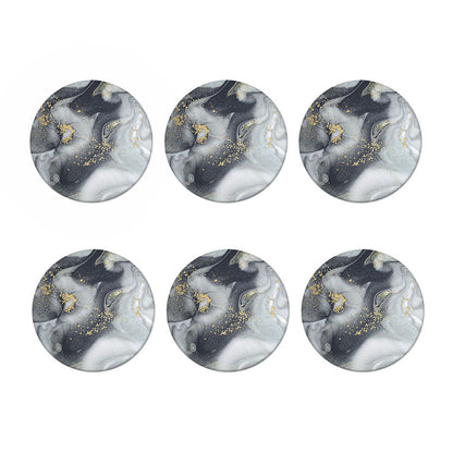 Grey Gold Liquid Marble Print Coaster Set