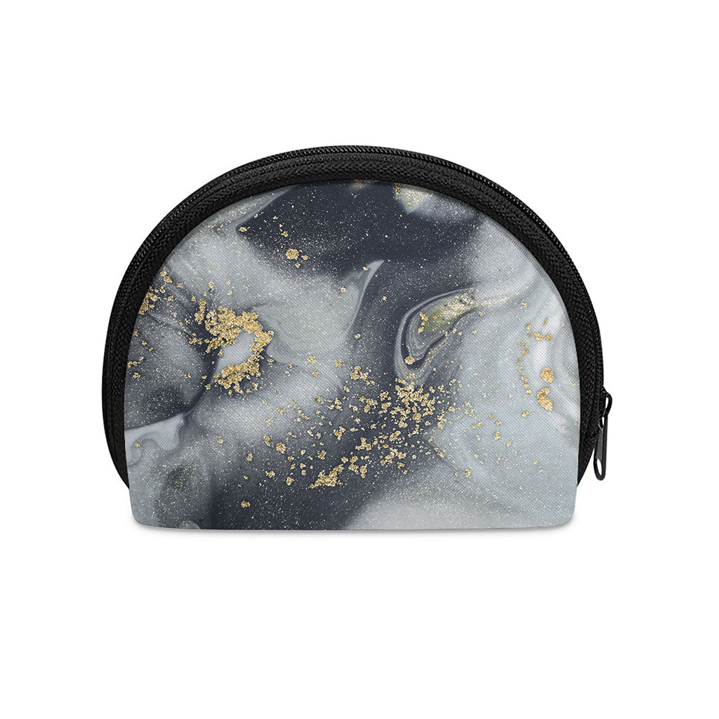 Grey Gold Liquid Marble Print Coin Purse