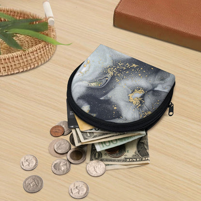 Grey Gold Liquid Marble Print Coin Purse