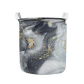 Grey Gold Liquid Marble Print Collapsible Laundry Basket
