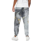 Grey Gold Liquid Marble Print Cotton Pants