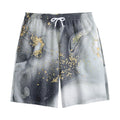 Grey Gold Liquid Marble Print Cotton Shorts